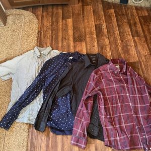 Button down collared shirts. Three long sleeve one short sleeve.